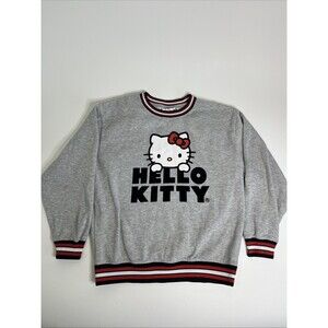 Sanrio Hello Kitty Graphic Crewneck Sweatshirt Women’s L Gray Black Red